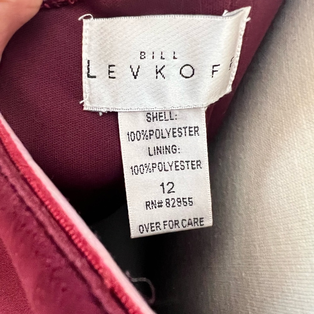 Amaya Stretch Crepe Off-Shoulder A-Line Princess Dress Wine Bill Levkoff new - Picture 6 of 6